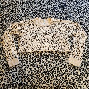 Forever 21 Juniors Crop Top Long Sleeves Size XSmall Animal Print Cheetah